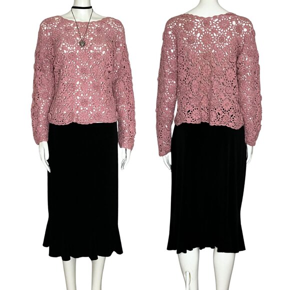 Vintage 90s Y2K Black Whimsigoth Midi Skirt Ruffle Hem. Medium. Romantic Classic - Picture 9 of 10